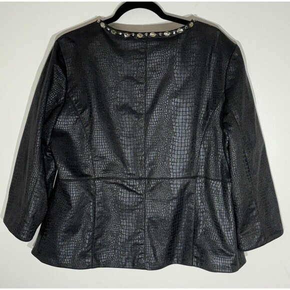 Ruby Rd Womens Faux Alligator Blazer Size 18W Plus Cropped Jacket Embellished - Picture 4 of 14